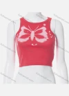 Wholesale Women's Casual Butterfly Print Round Neck Crop Tank Top Q21TP232# - Liuhuamall