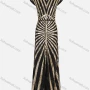 Wholesale Women's Elegant Short Sleeve Back V Neck Mesh Sequin Maxi Ballgown 3012# preview
