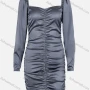 Wholesale Women's Plain Off Shoulder Long Sleeve Ruched Short Dress D981145K# preview