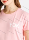 Wholesale Women's Casual Letter Crew Neck Short Sleeve Tee - Liuhuamall
