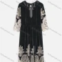 Wholesale Women's Peter Pan Collar Tie Front Zip Back Guipure Lace 3/4 Length Sleeve Velvet Maxi Dress preview