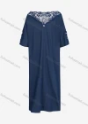 Wholesale Women's Casual V Neck Short Sleeve Hollow Out Embroidered Denim Dress - Liuhuamall