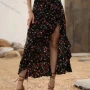 Wholesale Women's Casual Floral Ruffle Trim Split Thigh Midi Skirt AY250# preview