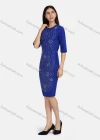 Wholesale Women's Elegant Round Neck Half Sleeve Rhinestone Pearl Applique Slim Fit Knee Length Dress 2166-723367# - Liuhuamall