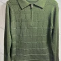 Wholesale Men's Casual Plain Plaid Turn Down Zip Long Sleeve Knit Sweater preview