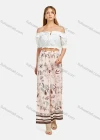 Wholesale Women's Tassel Drawstring Plant Print Side Slit Wide Leg Pants - Liuhuamall