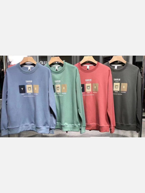 Men's 100%Cotton Casual Graphic Round Neck Long Sleeve Sweatshirt 8810#, Clothing Wholesale Market -LIUHUA, 