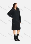 Wholesale Women's Casual Plain Turn-down Collar Long Sleeve Midi Sweater Dress 809# - Liuhuamall