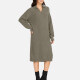 Women's Casual Plain Turn-down Collar Long Sleeve Midi Sweater Dress 809# Laurel Green Clothing Wholesale Market -LIUHUA