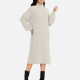 Women's Casual Plain High Neck Long Sleeve Midi Sweater Dress 8963# White Clothing Wholesale Market -LIUHUA