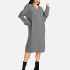 Women's Casual Plain V Neck Long Sleeve Hooded Midi Sweater Dress 801# Light Slate Gray Clothing Wholesale Market -LIUHUA