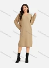 Wholesale Women's Casual Plain V Neck Long Sleeve Hooded Midi Sweater Dress 801# - Liuhuamall