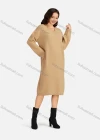 Wholesale Women's Casual Plain V Neck Long Sleeve Hooded Midi Sweater Dress 801# - Liuhuamall