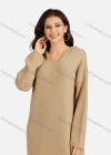 Wholesale Women's Casual Plain V Neck Long Sleeve Hooded Midi Sweater Dress 801# - Liuhuamall