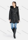 Wholesale Women's Casual Plain Lapel Zipper PU Leather Mid Length Jacket With Belt 2203# - Liuhuamall