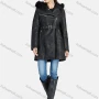 Wholesale Women's Casual Plain Lapel Zipper PU Leather Mid Length Jacket With Belt 2203# preview