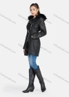 Wholesale Women's Casual Plain Lapel Zipper PU Leather Mid Length Jacket With Belt 2203# - Liuhuamall