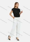 Wholesale Women's Bateau Neck Cap Sleeve Lace Up Sequin Plain Blouse - Liuhuamall
