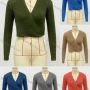 Wholesale Women's Casual Long Sleeve Wrap Plain Pullover Crop Knit Sweater preview