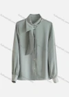Wholesale Women's Casual Long Sleeve Asymmetrical Neck Button Down Plain Shirts 077955# - Liuhuamall