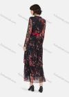 Wholesale Women's Casual Floral Print Wrap V Neck Long Sleeve Tie Front Layered Ruffle Hem Maxi Dress - Liuhuamall