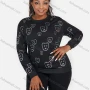 Wholesale Women's Graffiti Cartoon Graphic Round Neck Long Sleeve Pullover Sweatshirt preview