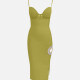 Women's Elegant Spaghetti Strap Side Slit Hollow Out Sequin Midi Cami Dress T4033# Clothing Wholesale Market -LIUHUA