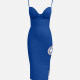 Women's Elegant Spaghetti Strap Side Slit Hollow Out Sequin Midi Cami Dress X23377# Clothing Wholesale Market -LIUHUA