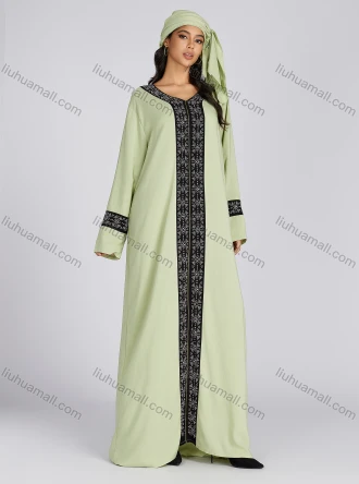 Wholesale Women's Folkloric Plain Rhinestone Decor Splicing V Neck Long Sleeve Robe Maxi African Dress, LIUHUA CLOTHING WHOLESALE