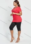 Wholesale Women's Daily Short Sleeve V Neck Rhinestone Ruched Top 2 Piece Set - Liuhuamall