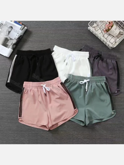 Wholesale Women's Plain Quick Dry Breathable Mesh Elastic Waist Drawstring Sporty Shorts