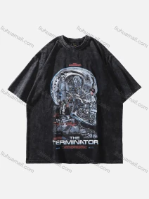 Wholesale Men's Fashion Oversized Crew Neck Short Sleeve Wash Distressed Graphic T-shirt 719#, LIUHUA CLOTHING WHOLESALE
