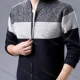 Wholesale Men's Casual Colorblock Stand Collar Long Sleeve Zip Sweater Knitted Jacket Black Clothing Wholesale Market Liuhua