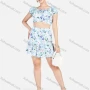 Wholesale Women's Floral Print Boat Neck Puff Sleeve Crop Top & Ruffled Mini Skirt 2 Piece Set preview