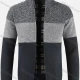 Wholesale Men's Casual Long Sleeve Full Zip Colorblock Chunky Knit Jackets Wine Clothing Wholesale Market Liuhua