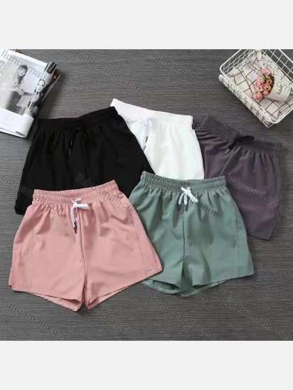 Wholesale Women's Plain Quick Dry Elastic Waist Drawstring Sporty Shorts