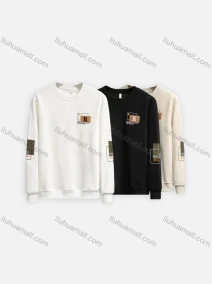 Wholesale Men's Casual Colorblock Crew Neck Plain Long Sleeve Sweatshirt HM3312#, LIUHUA CLOTHING WHOLESALE