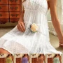 Wholesale Women's Casual Spaghetti Strap Swiss Dot Print Backless Ruffle Trim Cami Dress AY112# preview