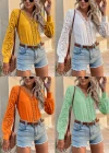Wholesale Women's Elegant V Neck Lace Lantern Sleeve Plain Blouse AY199# - Liuhuamall