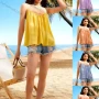 Wholesale Women's Casual V Neck Ruffle Hem Plain Cami Top AY177# preview