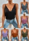 Wholesale Women's Sexy V Neck Guipure Lace Plain Cami Top AY217# - Liuhuamall