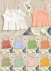 Wholesale Women's Casual V Neck Spaghetti Strap Ruffle Hem Cami Top AY220# - Liuhuamall