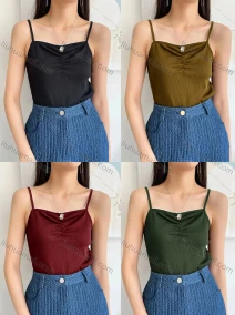 Wholesale Women's Spaghetti Strap Lace Trim Plain Cami Top AY224#, LIUHUA CLOTHING WHOLESALE
