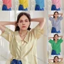 Wholesale Women's Peter Pan Collar Half Sleeve Button Down Plain Casual Shirt AY226# preview
