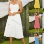 Wholesale Women's Spaghetti Strap Lace Up Ruffle Hem Plain Knee Length Cami Dress AY229# preview