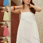Wholesale Women's Spaghetti Strap Ruffle Hem Plain Short Cami Dress AY231# preview