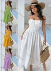 Wholesale Women's Spaghetti Strap Drawstring Ruched Plain Cami Dress AY232# - Liuhuamall