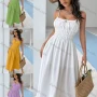 Wholesale Women's Spaghetti Strap Drawstring Ruched Plain Cami Dress AY232# preview