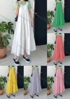 Wholesale Women's V Neck Ruffle Hem Lace Up Open Back Cami Maxi Dress AY241# - Liuhuamall