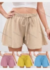 Wholesale Women's Casual Elastic Waist Lace Up Plain Shorts AY243# - Liuhuamall